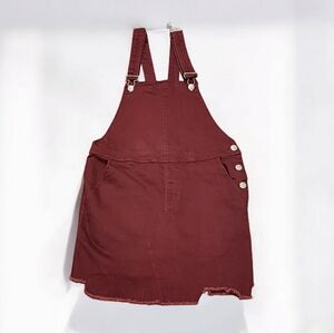 Small Burgundy Peach Love Overall Dress